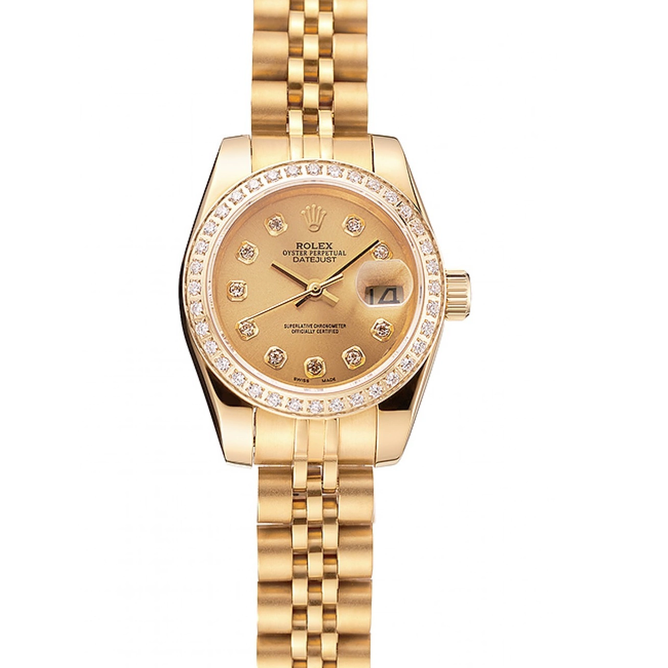 Good Copy Rolex Watches Bracelet Rolex Lady-Datejust Champagne Jubilee Bezel Gold Swiss Diamond Dial 1454096 0727